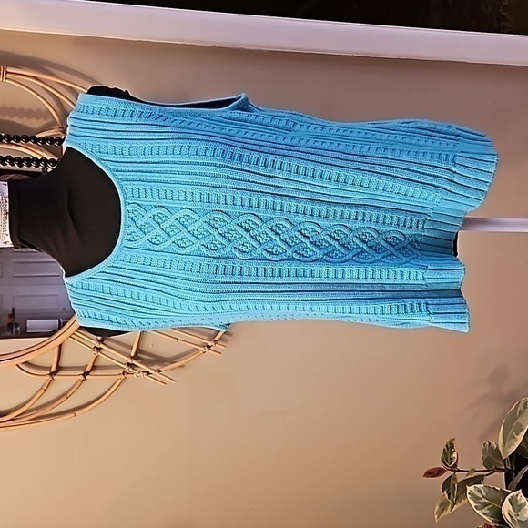 Dialogue Sweaters - Dialogue‎ Cotton Spring Blue Cable Knit Sweater Vest Sz XL